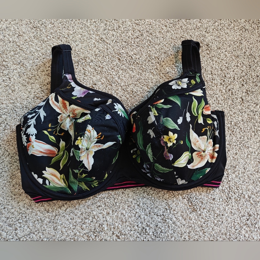 34H Freya Black Floral Bikini Top